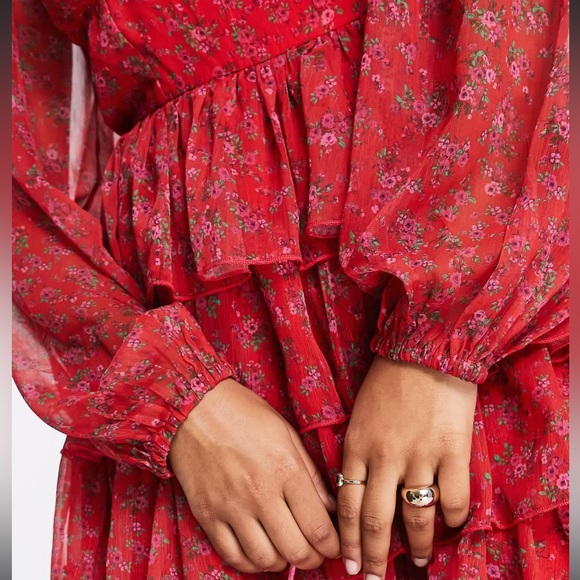 NWOT ASOS Miss Selfridge Rara Chiffon Mini Dress - Picture 3 of 9